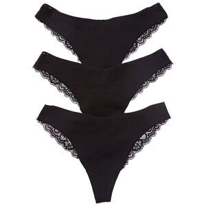 Journelle Womens  3Pk Estelle Thong, Black